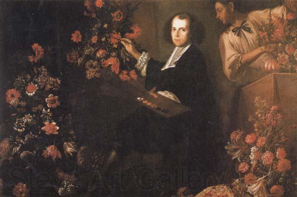 Mario Dei Fiori Self-Portrait with a Servant and Flowers